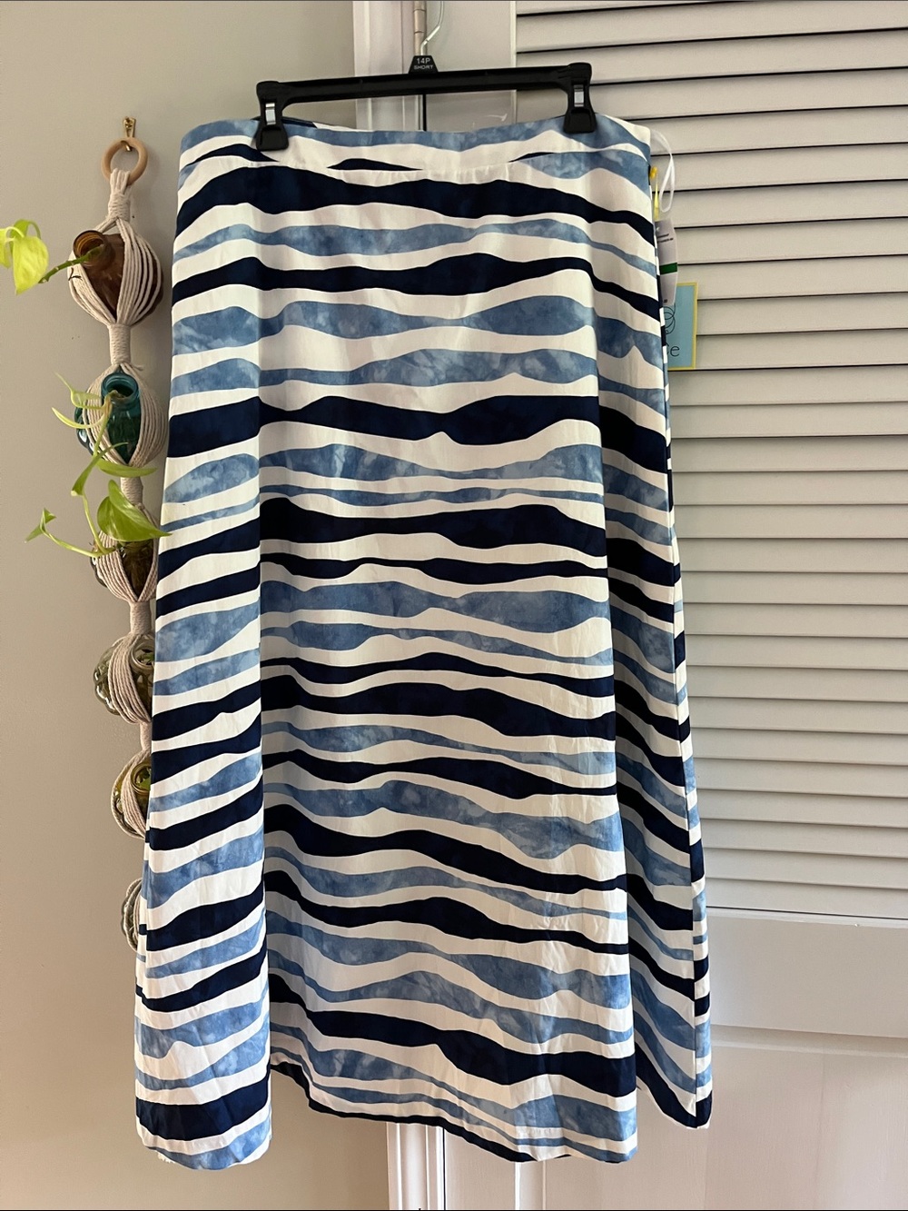Blue and White Striped Skirt